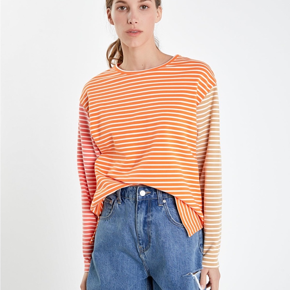 English Factory Striped Color Block Long Sleeve Tee Size S